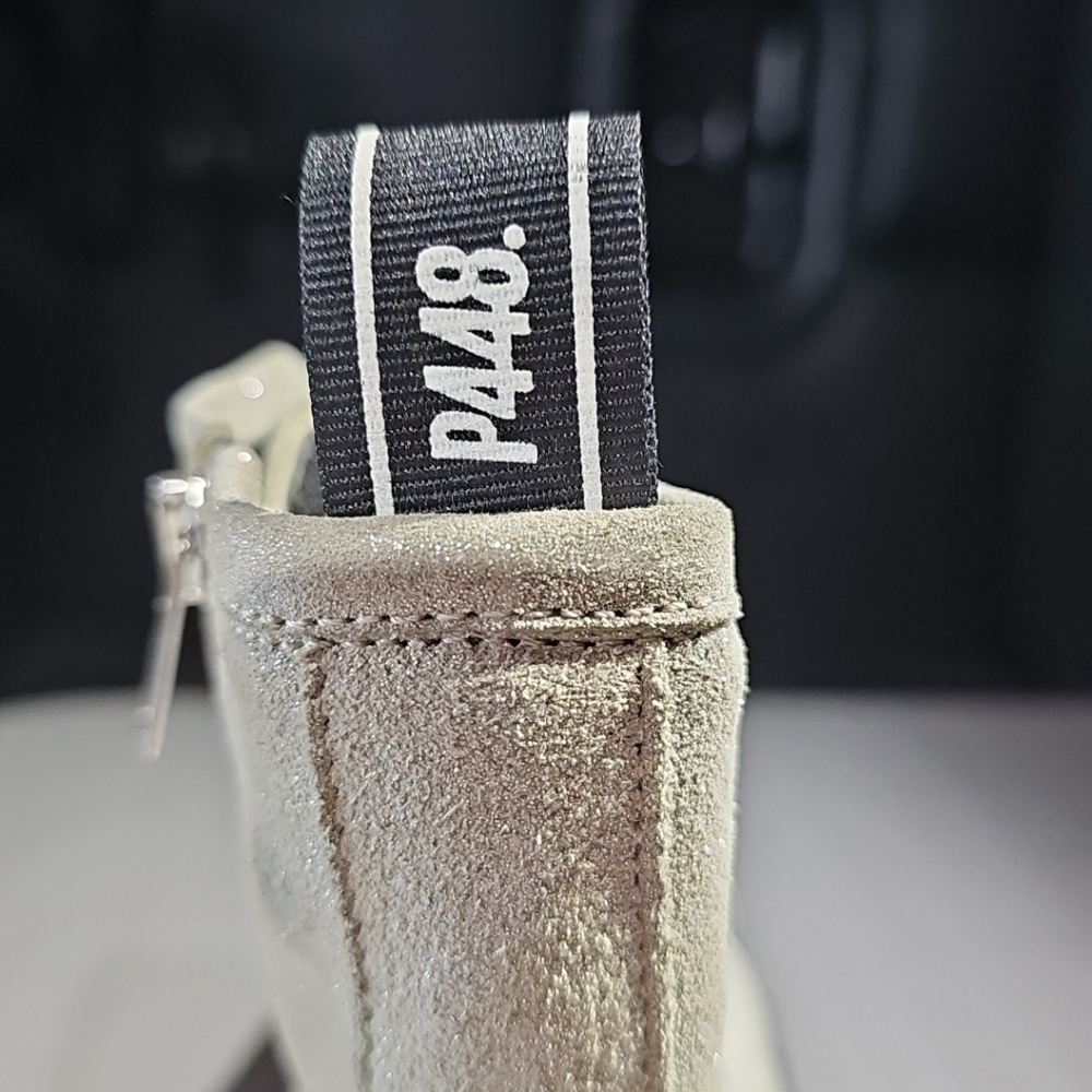 P448 Women Denise Beige Glitter Platform Lace-up Vibram Combat Boot 36 US 6 NWOT - Picture 10 of 11